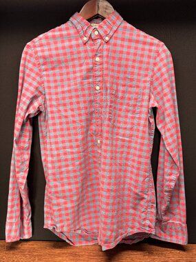 J.Crew Secret Wash Red Blue Gingham Shirt Small